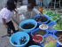 Fresh exotic local food – the clamps, snails and the tiny crabs are collected from the stream